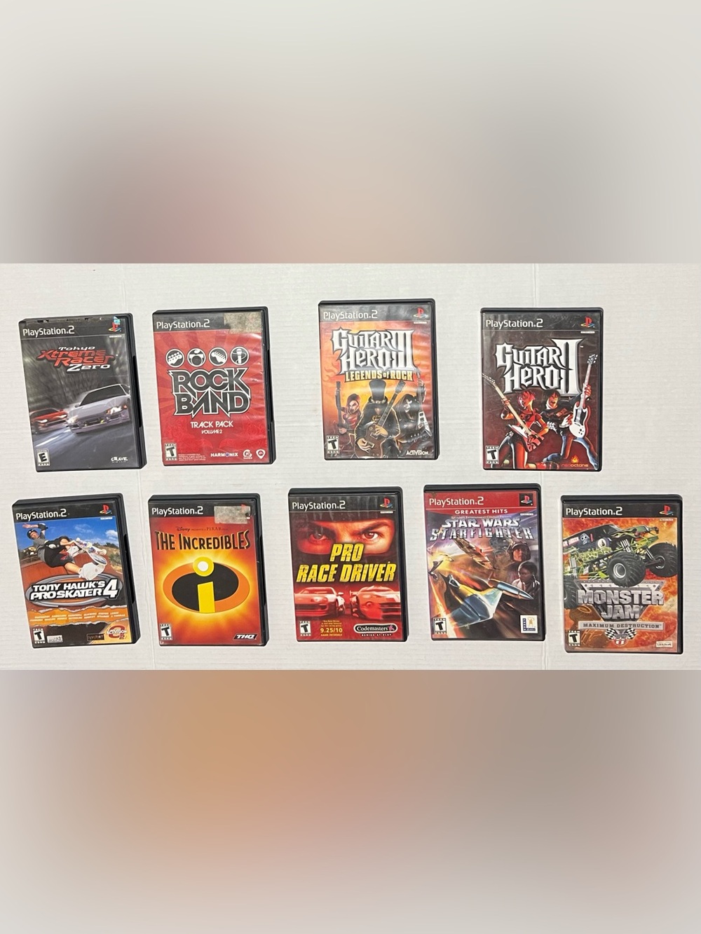 Playstation 2 Games Lot 9 Guitar Hero The Incredibles Star Wars Tony Hawk Ps2